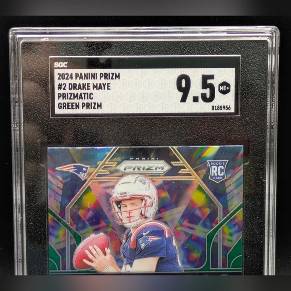 Drake Maye Rookie Card 2024 Green Prizm Prizmatic #2 SP SGC 9.5 Mint Patriots RC - Picture 3 of 4
